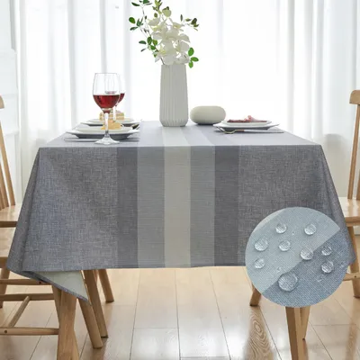 Produktbild von Tischdecke Outdoor Anthrazit/Hellgrau 140 x 140 cm Leinenoptik Fleckschutz Wasserdicht