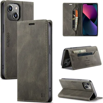 Produktbild von iPhone 13 Brieftasche Hülle, Retro Kunstledertasche Stand Schutzhülle für iPhone 13 Kupfer