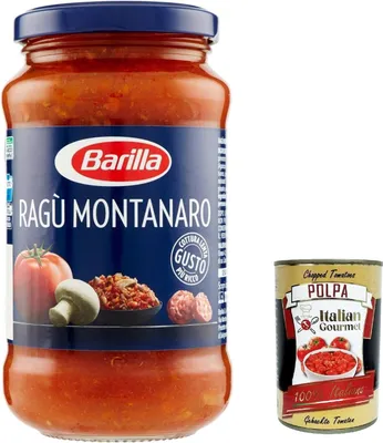 Produktbild von Ragù Montanaro pastasauce tomatensauce mit Wurst und Pilze 6x 400g aus italien + Italian Gourmet polpa 400g
