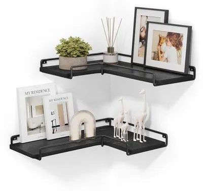 Produktbild von Famanu L-förmige Eckregal, Set von 2, Wandregal mit modernem Design, ideal für Dekoration