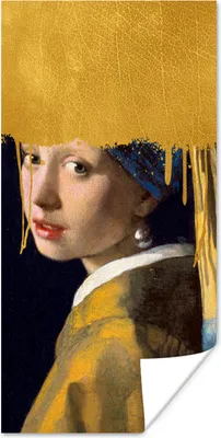 Produktbild von MuchoWow® Poster Mädchen mit einem Perlenohrring - Gold - Vermeer 80x160 cm - Kinderzimmer