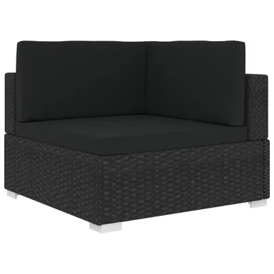 Zdjęcie produktu dla vidaXL Sofa modułowa narożna 1-częściowa + poduszki z polirattanu czarna