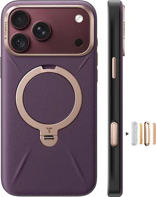 Produktbild von TORRAS Ostand Q3 VegSkin Hülle für iPhone 18 Pro Handyhülle Nachhaltig Silikonleder 360° Unsichtbarer Magnetständer Burgunderrot