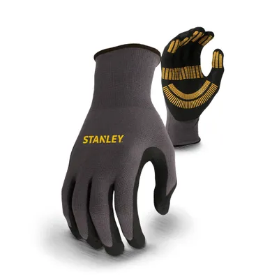 Produktbild von Stanley Arbeitshandschuh Größe M – Nitrilbeschichtet, atmungsaktiv & leicht, Grau/Schwarz/Gelb, EN420 & EN388
