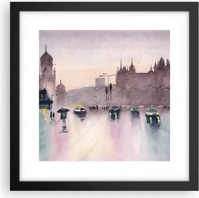 Produktbild von Gerahmtes Poster - Schwarzer Rahmen - Aquarell Stadt historische Denkmäler - 30x30 cm - Wand Bild - Wanddeko - Wandbilder - Kunstposter - Wandposter - Bilderrahmen - Bilder - P2BAC30x30-4579