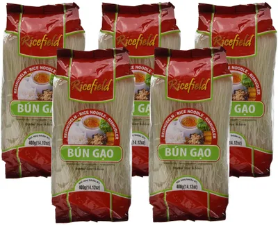 Produktbild von [5x400g] RICEFIELD Reisnudeln Vermicelli | Bun gao | Stärke 0,8mm