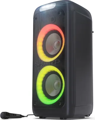 Produktbild von SHARP PS-949 Bluetooth Party-Lautsprecher, 200 Watt, 13 Stunden Spielzeit, Super Bass, LED-Lichteffekte, Mikrofon, schwarz