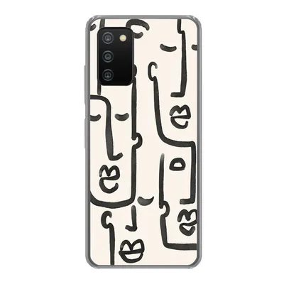 Produktbild von MuchoWow® Handyhülle Schutzhülle Hülle für Samsung Galaxy A03s Muster - Abstrakt - Linienkunst Silikon Softcase Handy Hülle - Schutz
