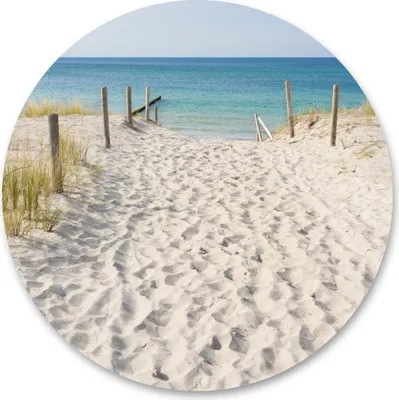 Produktbild von Sticker rund PFAD Sand Meer Strand Himmel Dünen Pflanzen Natur Landschaft 3D Wandtattoo Aufkleber 100 cm x 100 cm