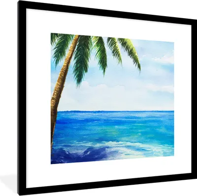 Produktbild von MuchoWow® MuchoWow® Gerahmtes Poster Palme - Aquarell 40x40 cm - Poster mit zchwarzem Bilderrahmen - Poster - Plakat im Rahmen