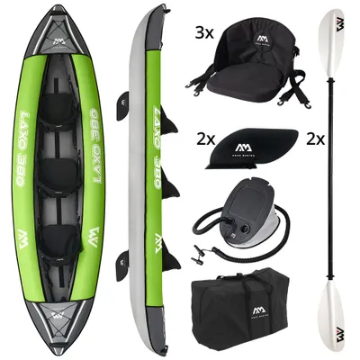 Produktbild von Aqua Marina Laxo Kajak Set 2 - 3 Personen 210kg Tragkraft aufblasbar 380cm - 12'6'' inkl. Paddel Pumpe Tasche