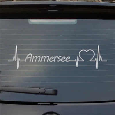 Produktbild von Heckscheibenaufkleber Ammersee Herzschlag Puls See Sea Liebe 55x13 cm Silber Auto Aufkleber Sticker