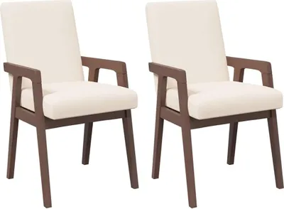 Produktbild von vidaXL Esszimmerstühle mit Kissen 2 Stk. Braun Massivholz Gummibaum