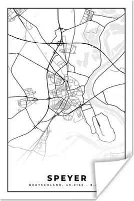 Produktbild von MuchoWow® Poster Speyer - Karte - Stadtplan - Karte 120x180 cm - Kunstposter