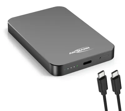 Image de ANSMANN 1700-0198, batterie externe 5000 mAh, modèle PB115PD, compatible MagSafe, USB-C, avec charge rapide PD 20W