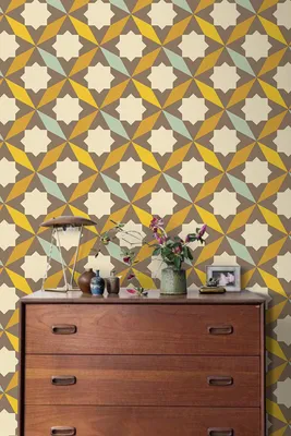 Produktbild von Coloray Fototapete 104x70 cm Vlies-Fototapete - Abstrakter Retro-geometrisches Goldenbrown
