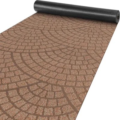 Produktbild von Küchenläufer Flur Teppichläufer Velours Läufer DAVIS Braun Mosaik Robust Breite 50cm Länge 160cm