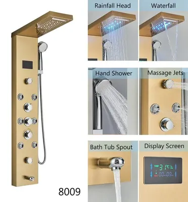 Produktbild von Duschpaneel, Digitalanzeige, Körpermassage-Düsen, Gold 8009