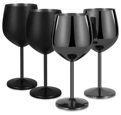 Obrázek produktu pro Sada čtyř sklenic na červené víno z nerezové oceli – objem 550 ml