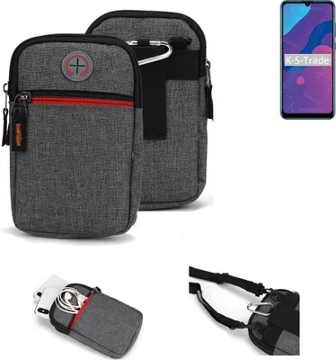 Produktbild von K-S-Trade Holster Gürteltasche kompatibel mit Huawei Honor 9A Handy Tasche Schutz Hülle grau Zusatzfächer 1x