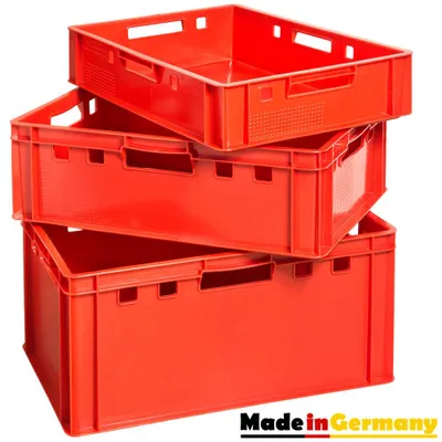 Obrázek produktu pro Sada beden na maso E1 E2 E3 bedny na maso červené bedny Eurobox potravinářská bedna úložný box plastová vana plastová stohovatelná Kingpower