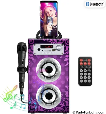 Produktbild von PartyFunLights Bluetooth Karaoke-Party-Lautsprecher - Mikrofon - Fernbedienung