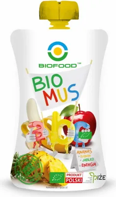 Zdjęcie produktu dla MUS ANANAS - BANAN - JABŁKO BEZGLUTENOWY120 g - BIOFOOD