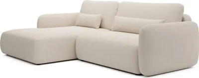 Productafbeelding van FURNLUX Hoekbank Mossa, beige en zwart, 243 cm / Hoofdkleur: beige / Afmetingen: 243 x 87 x 163 cm