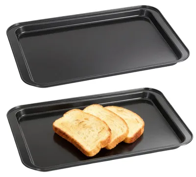 Productafbeelding van Bakplaat - Koolstofstaal - 42,5 x 28,5 cm - Antiaanbaklaag - Set van 2