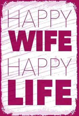 Produktbild von vianmo Holzschild 30x20 cm Frau Happy wife happy Life