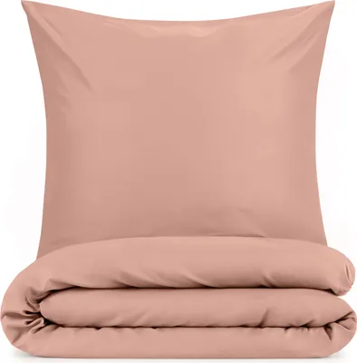 A folded duvet and a pillowcase are shown against a white background.