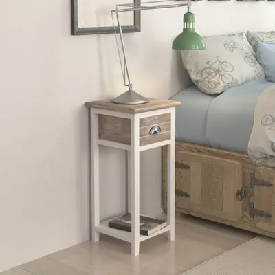 Immagine prodotto di Comodino con 1 Cassetto Marrone e Bianco