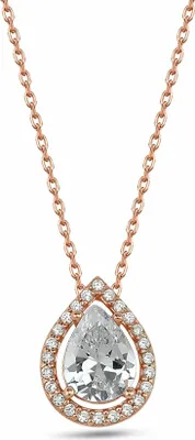 Produktbild von Dkeniz Anhänger mit Kette 925/- Sterling Silber 42 cm + 3cm rot Zirkonia weiß 145240016