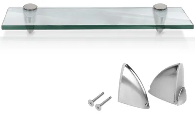 Produktbild von Vigevee Glasboden Wandregal 40 x 10 x 0,8 cm, Glasregal Klarglas mit Halterung, Badregal Ablage Hängeregal für Badezimmer