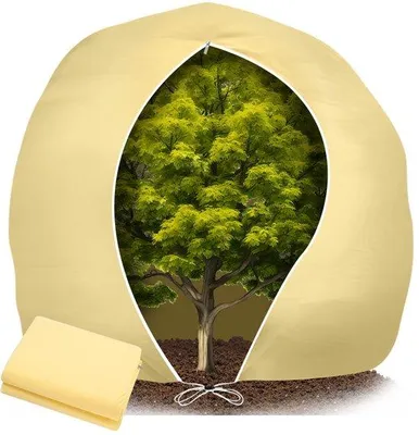 Immagine prodotto di Tessuto protettivo invernale Unyqoos® per piante, traspirante e resistente agli strappi, color beige, 240 x 200 cm – tessuto spesso con cerniera e coulisse, ideale per proteggere piante in vaso, olivi e palme