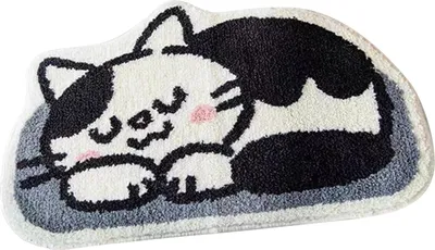 Image de Tapis de Salle de Bain Tapis de Douche pour Hôtel et Maison Chat Couché 40x60cm/15.7x23.6in Imitation Cachemire