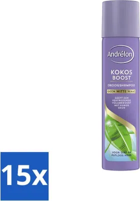 Obrázok produktu pre Suchý šampón Andrélon Coconut Boost 245 ml - hodnotné balenie - 15 kusov