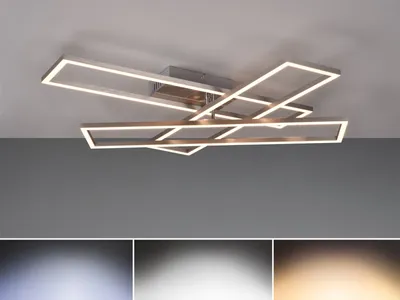 Image de Plafonnier LED TWISTER 30 W, de 2 700 à 6 000 K, 4 500 lm, métal blanc argenté, dimensions : 8,5 x 90,5 x 24,5 cm, IP20, RL