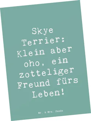 Produktbild von Mr. & Mrs. Panda Postkarte Spruch Skye Terrier Freund - Meeresbrise - Geschenk, kleiner, bildkarte, treuer Begleiter, Grußkarte, Ansichtskarte, Hunderassen Vielfalt, Hund