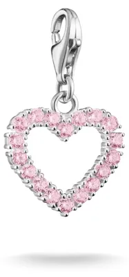 Image de Pendentif charm « Cœur rose » en argent véritable