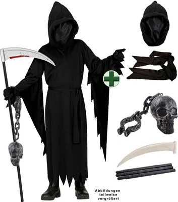 Produktbild von Kostüm Lang mit Sense u Totenkopf Größe: 116