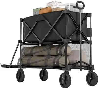 Produktbild von Outsunny Gartenwagen 200 kg belast zweistufige Transportwagen mit Rädern Schwarz