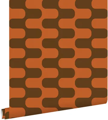 Immagine prodotto di ESTAhome carta da parati linee ondulate arancione e marrone 50 x 900 cm