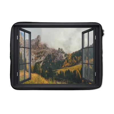 Produktbild von MuchoWow® Laptop Hülle 14 ZollAussicht - Berg - Baum Laptoptasche - Laptoptasche - Stoßsicher - Schutzhaube