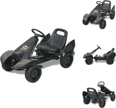 Image de vidaXL Kart à pédales avec siège réglable noir - Trotteurs & Scooters