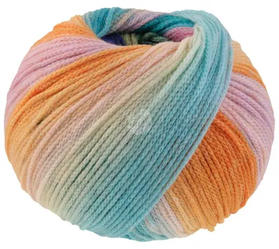 Produktbild von Lana Grossa FARFALLA 100 g Kettengarn aus extrafeiner Wolle 340 m Farbe 007 - Türkis/Zitrusgelb/Pink/Flieder/Lila/Altrosa/Grau-/Zartgrün