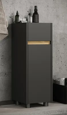 Produktbild von VCM Midischrank – schmaler Badschrank mit 1 Schublade und 1 Drehtür, H. 85 x B. 30 x T. 32 cm, kompakte Aufbewahrung für Badezimmer, Badmöbel Schubladenkommode, Cosila