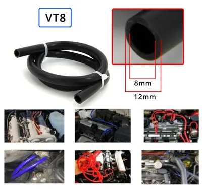 Immagine prodotto di Tubo per vuoto in silicone, lunghezza 2 m, uso universale, diametro interno 8 mm, NERO 2 m