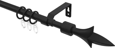 Produktbild von Interdeco Gardinenstange ausziehbar / Teleskop-Vorhangstange Schwarz, Typ Hera Lily (Lilie), 16/13 mm Ø 1-läufig, 70-120 cm ausziehbar