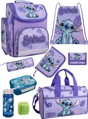 Produktbild von Mädchen Ranzen-Set 9-teilig STITCH Schulranzen-Set mit Sporttasche, Brotdose und Trinkflasche